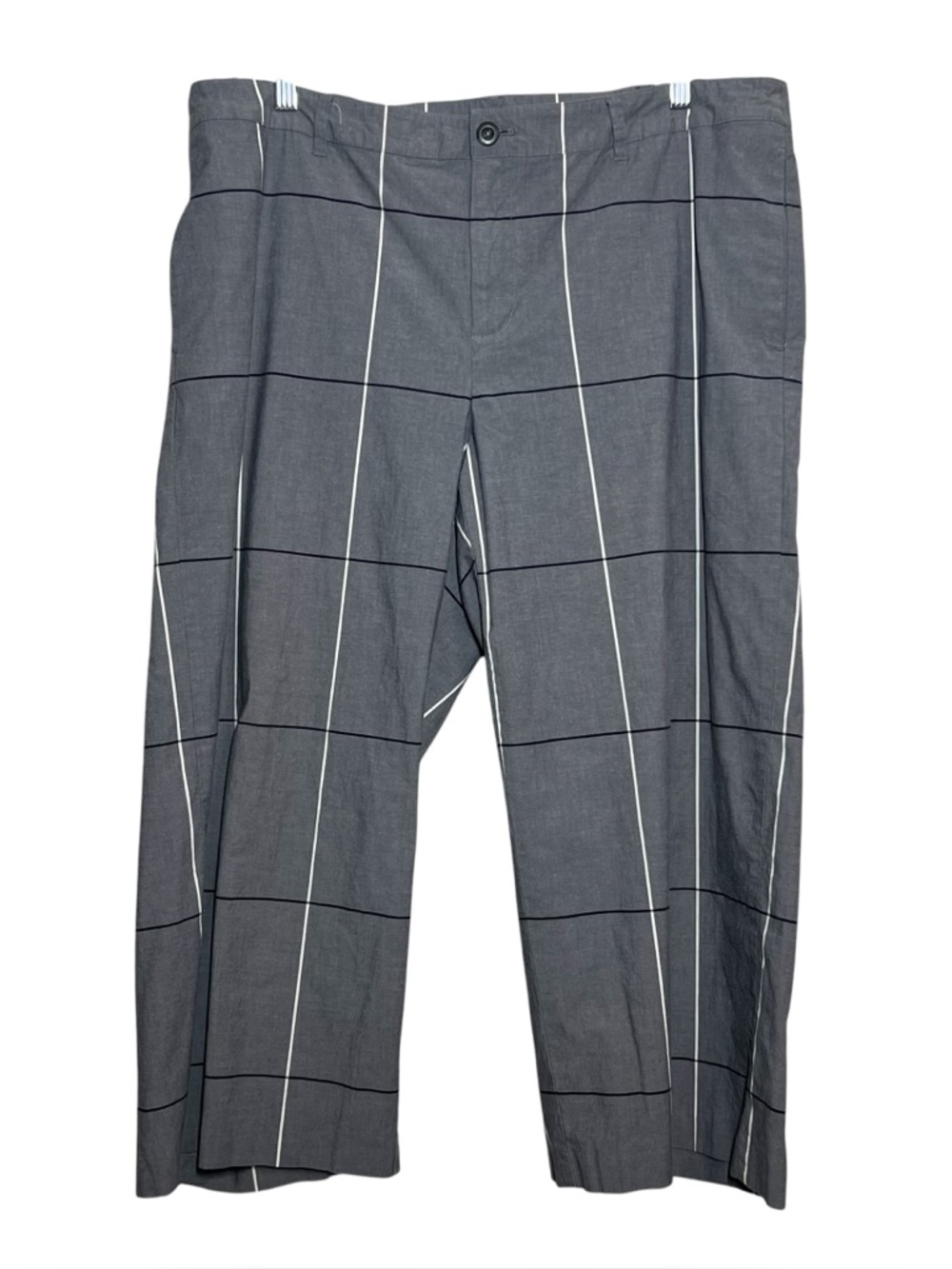 J Jill Cropped Pants Gray Windowpane Plaid Stretch Waist Wide Leg Womens Size 18
